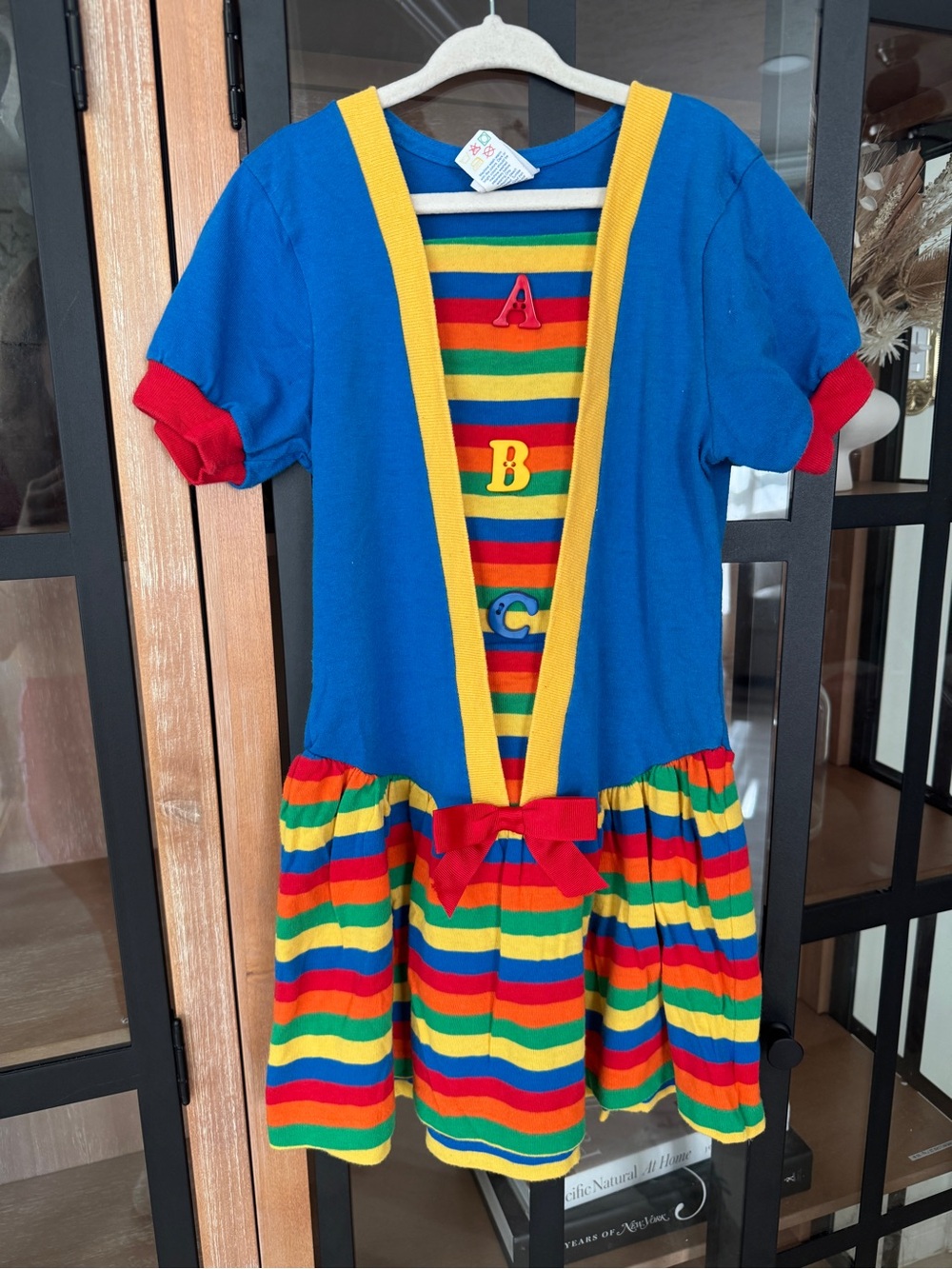 Vintage 90s ABCs rainbow dress buster brown toddler girl colorful short sleeve - Picture 1 of 6